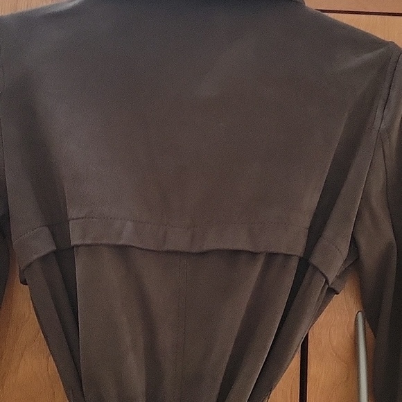 Zara Olive Green Long Faux Suede Trench Coat XS - Picture 10 of 11